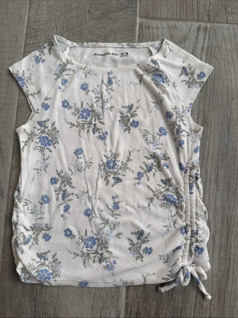 abercrombie kids White Floral Tank Top with Blue Flowers